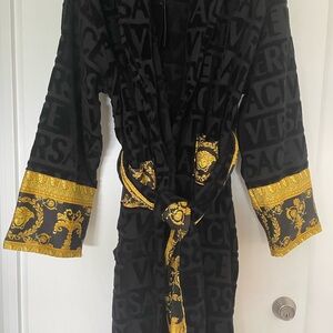 Versace Collection Black Robe with Gold Detailing